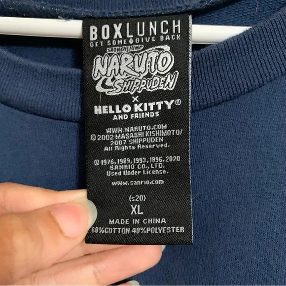 Naruto Shippuden x Hello Kitty Long Sleeve Shirt Sanrio Shonen Jump Blue Sz XL - Picture 4 of 4